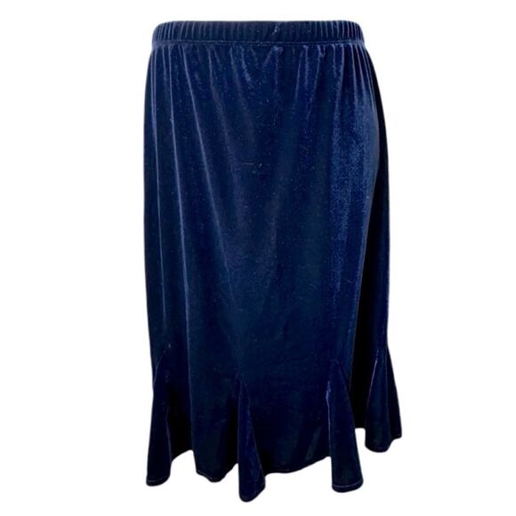 Susan Graver Blue Velour Skirt Elastic Waist Godet  QVC Grandmacore Y2K Size S - Picture 10 of 10